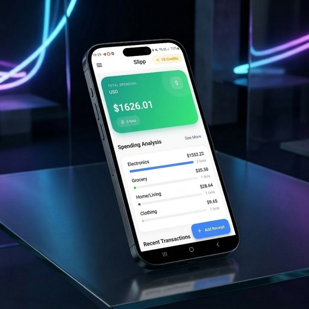 Slipp AI Receipt Scanner App Mockup